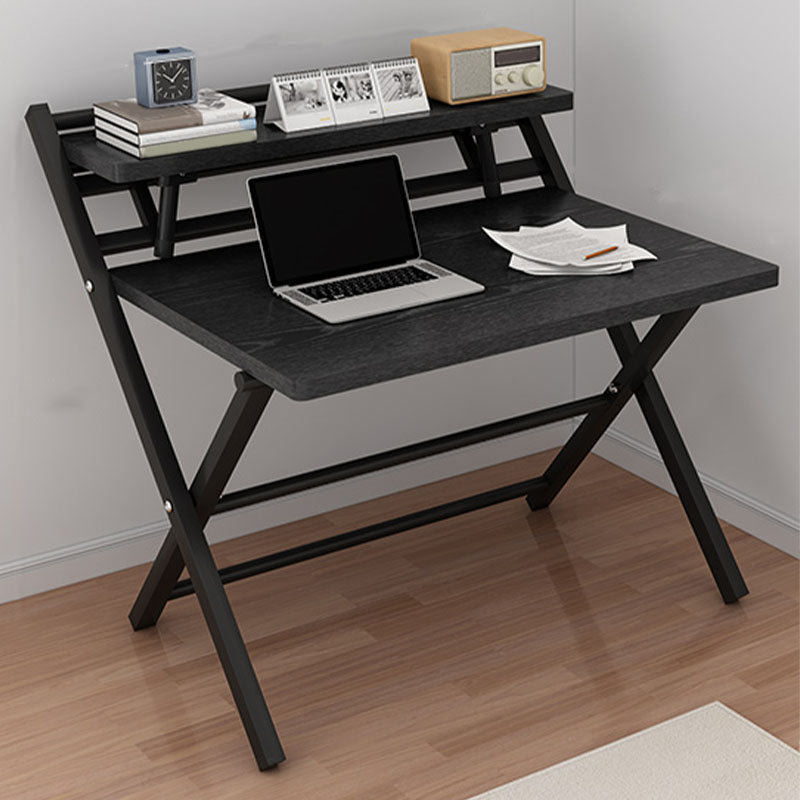 Contemporary Style Folding Home Office Desk Rectangular Trestle Writing Desk 33"L x 24"W x 34"H Black Clearhalo 'furn' 'furn_office_desk' 'Furniture' 'Office Desks' 'Office Furniture' 'office_desk' 7496588