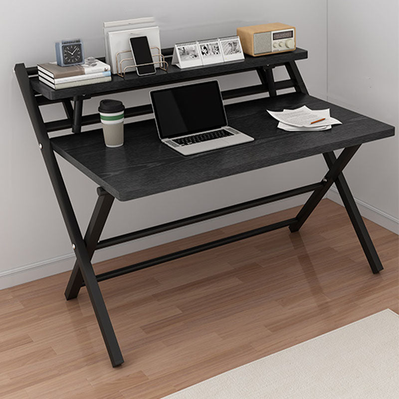 Contemporary Style Folding Home Office Desk Rectangular Trestle Writing Desk 48"L x 24"W x 34"H Black Clearhalo 'furn' 'furn_office_desk' 'Furniture' 'Office Desks' 'Office Furniture' 'office_desk' 7496590
