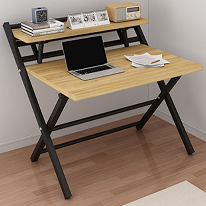 Contemporary Style Folding Home Office Desk Rectangular Trestle Writing Desk 33"L x 24"W x 34"H Natural Clearhalo 'furn' 'furn_office_desk' 'Furniture' 'Office Desks' 'Office Furniture' 'office_desk' 7496594