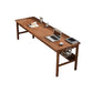 Modern Rubber Wood Home Office Desk H-Shape Base Writing Desk Shelf