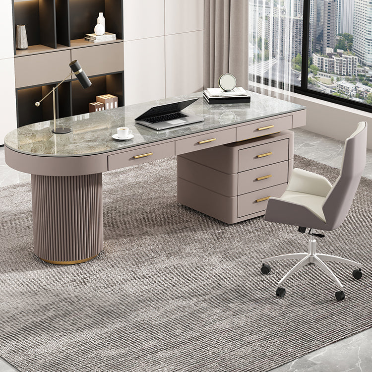 Irregular Shaped Modern Office Table Stone Writing Desk in Green 47.2"L x 27.6"W x 29.5"H Right Clearhalo 'furn' 'furn_office_desk' 'Furniture' 'Office Desks' 'Office Furniture' 'office_desk' 7496707