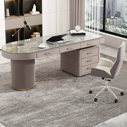 Irregular Shaped Modern Office Table Stone Writing Desk in Green 47.2"L x 27.6"W x 29.5"H Right Clearhalo 'furn' 'furn_office_desk' 'Furniture' 'Office Desks' 'Office Furniture' 'office_desk' 7496707