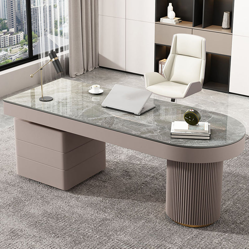 Irregular Shaped Modern Office Table Stone Writing Desk in Green Clearhalo 'furn' 'furn_office_desk' 'Furniture' 'Office Desks' 'Office Furniture' 'office_desk' 7496714