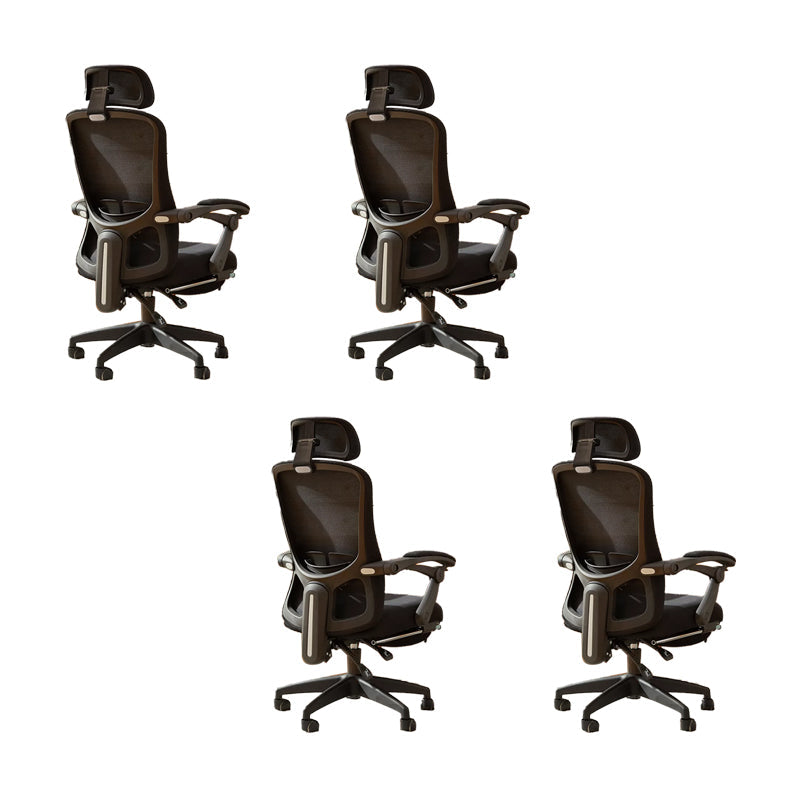 Modern Padded Arms Office Chair No Distressing Ergonomic Slide Chair Black 4 Piece Set With Footrest Clearhalo 'furn' 'furn_office_chair' 'Furniture' 'Office Chairs' 'Office Furniture' 'office_chair' 7496809