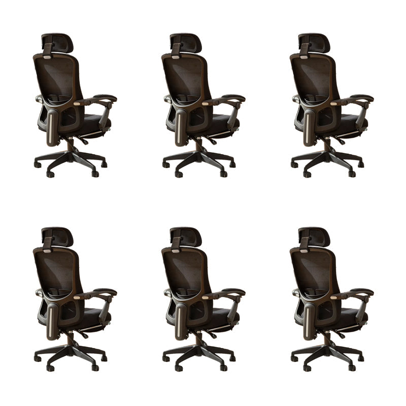 Modern Padded Arms Office Chair No Distressing Ergonomic Slide Chair Black 6 Piece Set With Footrest Clearhalo 'furn' 'furn_office_chair' 'Furniture' 'Office Chairs' 'Office Furniture' 'office_chair' 7496811