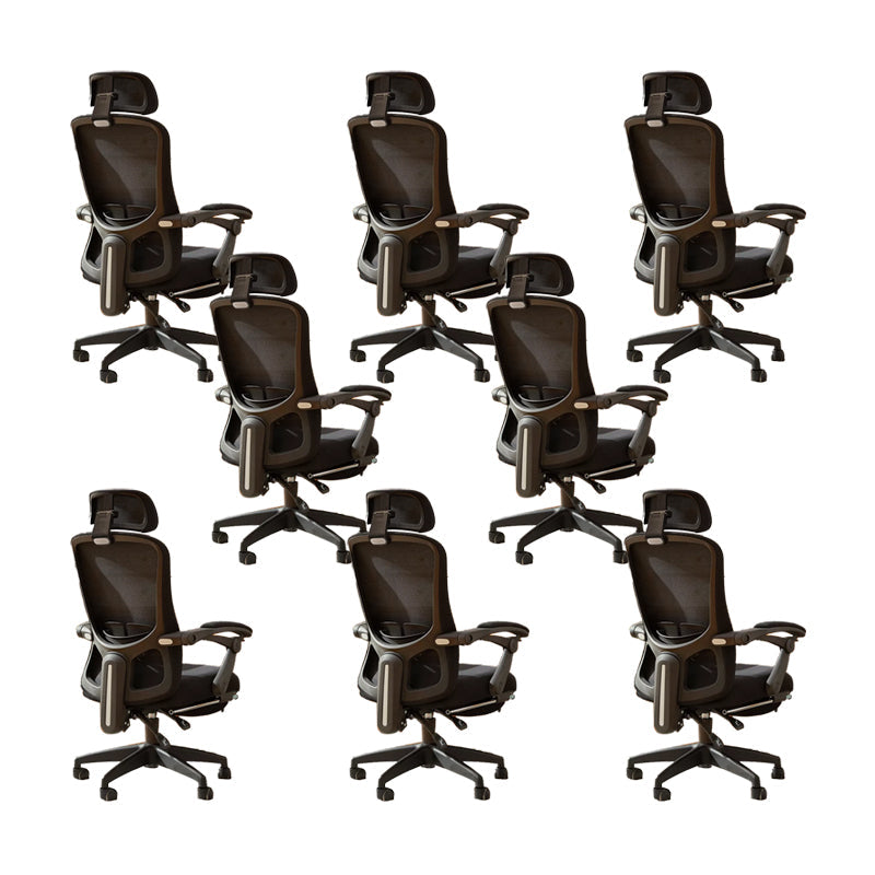 Modern Padded Arms Office Chair No Distressing Ergonomic Slide Chair Black 8 Piece Set With Footrest Clearhalo 'furn' 'furn_office_chair' 'Furniture' 'Office Chairs' 'Office Furniture' 'office_chair' 7496813