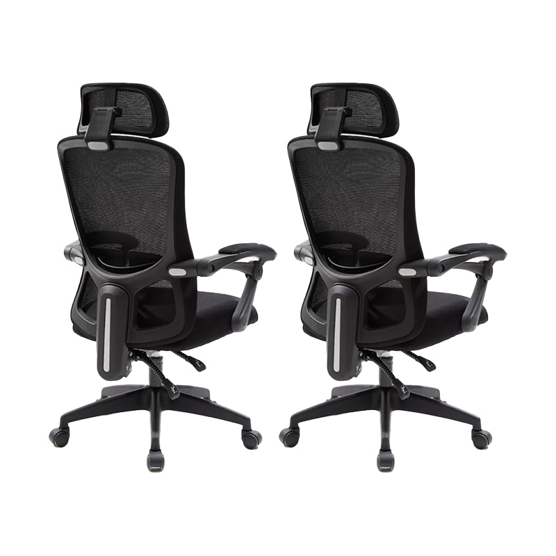 Modern Padded Arms Office Chair No Distressing Ergonomic Slide Chair Black 2 Piece Set Without Footrest Clearhalo 'furn' 'furn_office_chair' 'Furniture' 'Office Chairs' 'Office Furniture' 'office_chair' 7496818