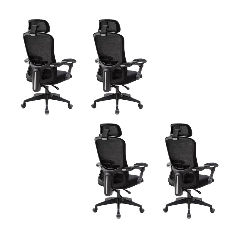 Modern Padded Arms Office Chair No Distressing Ergonomic Slide Chair Black 4 Piece Set Without Footrest Clearhalo 'furn' 'furn_office_chair' 'Furniture' 'Office Chairs' 'Office Furniture' 'office_chair' 7496820