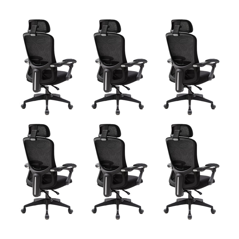 Modern Padded Arms Office Chair No Distressing Ergonomic Slide Chair Black 6 Piece Set Without Footrest Clearhalo 'furn' 'furn_office_chair' 'Furniture' 'Office Chairs' 'Office Furniture' 'office_chair' 7496821