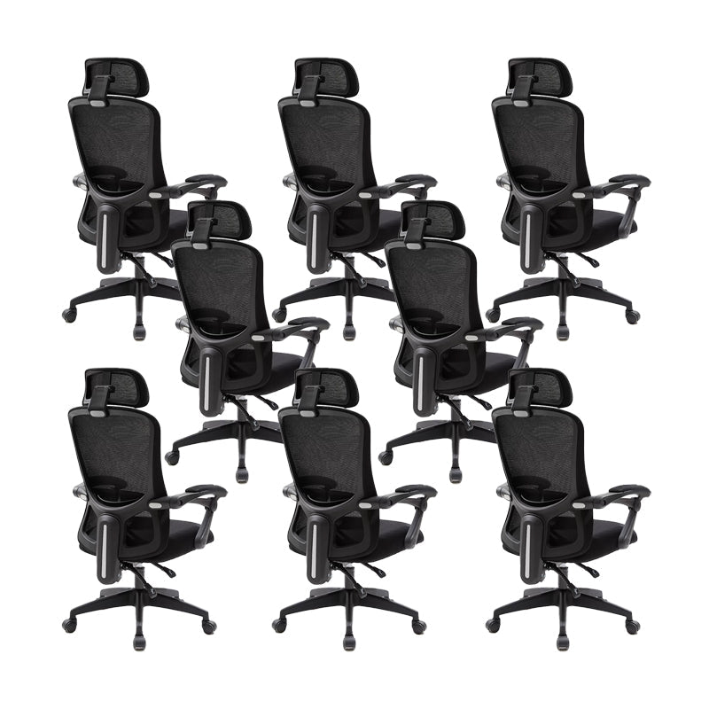 Modern Padded Arms Office Chair No Distressing Ergonomic Slide Chair Black 8 Piece Set Without Footrest Clearhalo 'furn' 'furn_office_chair' 'Furniture' 'Office Chairs' 'Office Furniture' 'office_chair' 7496823