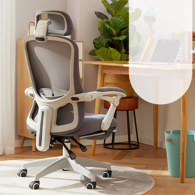 Modern Padded Arms Office Chair No Distressing Ergonomic Slide Chair Grey 1 Piece With Footrest Clearhalo 'furn' 'furn_office_chair' 'Furniture' 'Office Chairs' 'Office Furniture' 'office_chair' 7496825