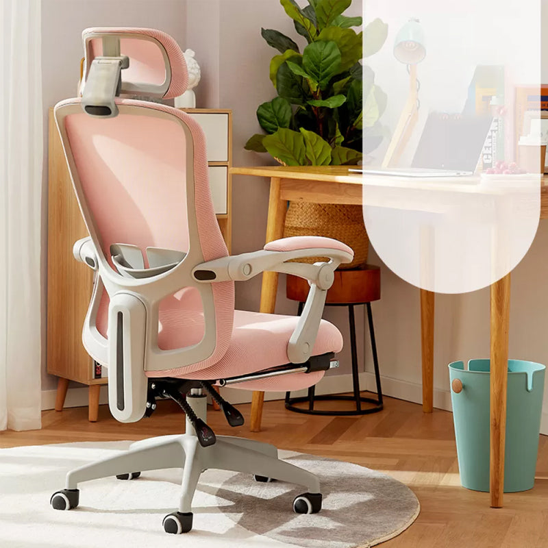 Modern Padded Arms Office Chair No Distressing Ergonomic Slide Chair Pink 1 Piece With Footrest Clearhalo 'furn' 'furn_office_chair' 'Furniture' 'Office Chairs' 'Office Furniture' 'office_chair' 7496835
