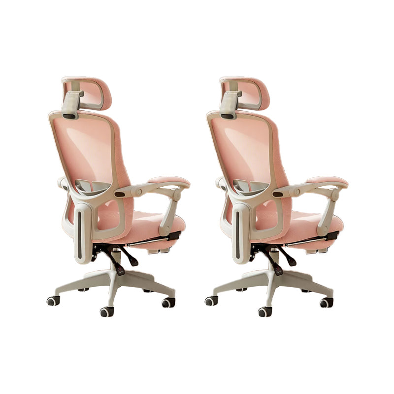 Modern Padded Arms Office Chair No Distressing Ergonomic Slide Chair Pink 2 Piece Set With Footrest Clearhalo 'furn' 'furn_office_chair' 'Furniture' 'Office Chairs' 'Office Furniture' 'office_chair' 7496836