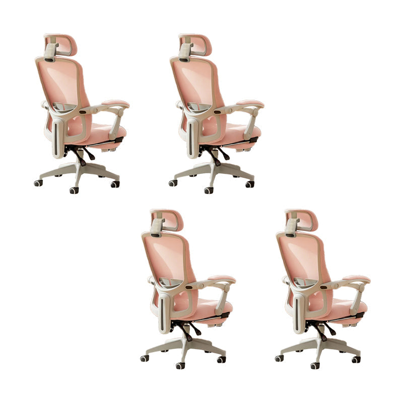Modern Padded Arms Office Chair No Distressing Ergonomic Slide Chair Pink 4 Piece Set With Footrest Clearhalo 'furn' 'furn_office_chair' 'Furniture' 'Office Chairs' 'Office Furniture' 'office_chair' 7496837