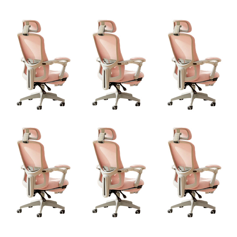 Modern Padded Arms Office Chair No Distressing Ergonomic Slide Chair Pink 6 Piece Set With Footrest Clearhalo 'furn' 'furn_office_chair' 'Furniture' 'Office Chairs' 'Office Furniture' 'office_chair' 7496838