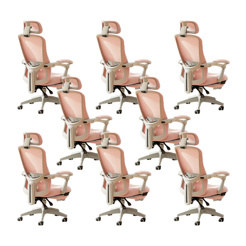 Modern Padded Arms Office Chair No Distressing Ergonomic Slide Chair Pink 8 Piece Set With Footrest Clearhalo 'furn' 'furn_office_chair' 'Furniture' 'Office Chairs' 'Office Furniture' 'office_chair' 7496839