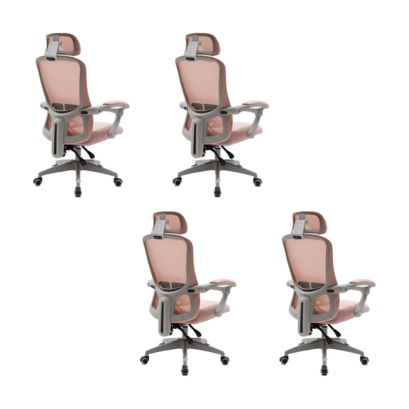 Modern Padded Arms Office Chair No Distressing Ergonomic Slide Chair Pink 4 Piece Set Without Footrest Clearhalo 'furn' 'furn_office_chair' 'Furniture' 'Office Chairs' 'Office Furniture' 'office_chair' 7496842