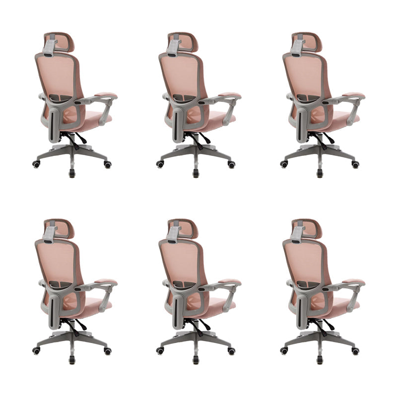 Modern Padded Arms Office Chair No Distressing Ergonomic Slide Chair Pink 6 Piece Set Without Footrest Clearhalo 'furn' 'furn_office_chair' 'Furniture' 'Office Chairs' 'Office Furniture' 'office_chair' 7496843