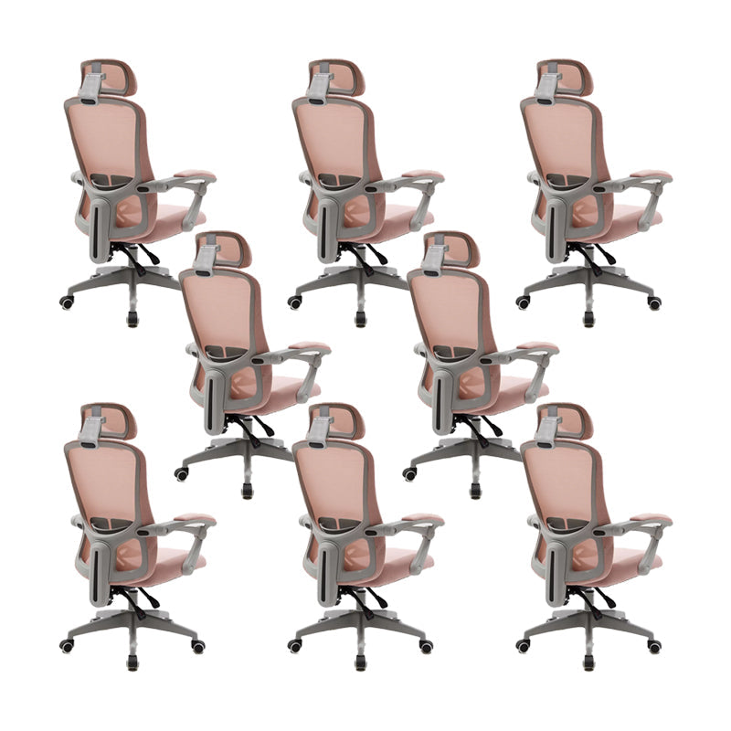 Modern Padded Arms Office Chair No Distressing Ergonomic Slide Chair Pink 8 Piece Set Without Footrest Clearhalo 'furn' 'furn_office_chair' 'Furniture' 'Office Chairs' 'Office Furniture' 'office_chair' 7496844