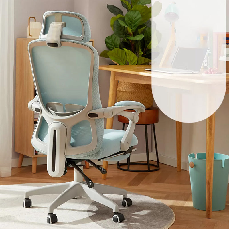 Modern Padded Arms Office Chair No Distressing Ergonomic Slide Chair Blue 1 Piece With Footrest Clearhalo 'furn' 'furn_office_chair' 'Furniture' 'Office Chairs' 'Office Furniture' 'office_chair' 7496845