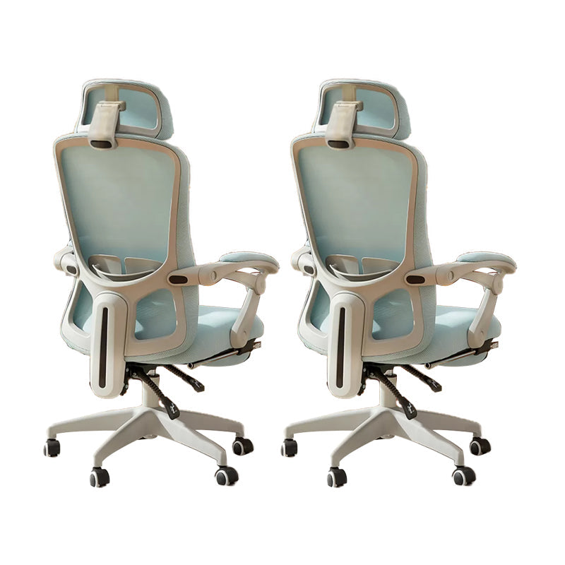 Modern Padded Arms Office Chair No Distressing Ergonomic Slide Chair Blue 2 Piece Set With Footrest Clearhalo 'furn' 'furn_office_chair' 'Furniture' 'Office Chairs' 'Office Furniture' 'office_chair' 7496846