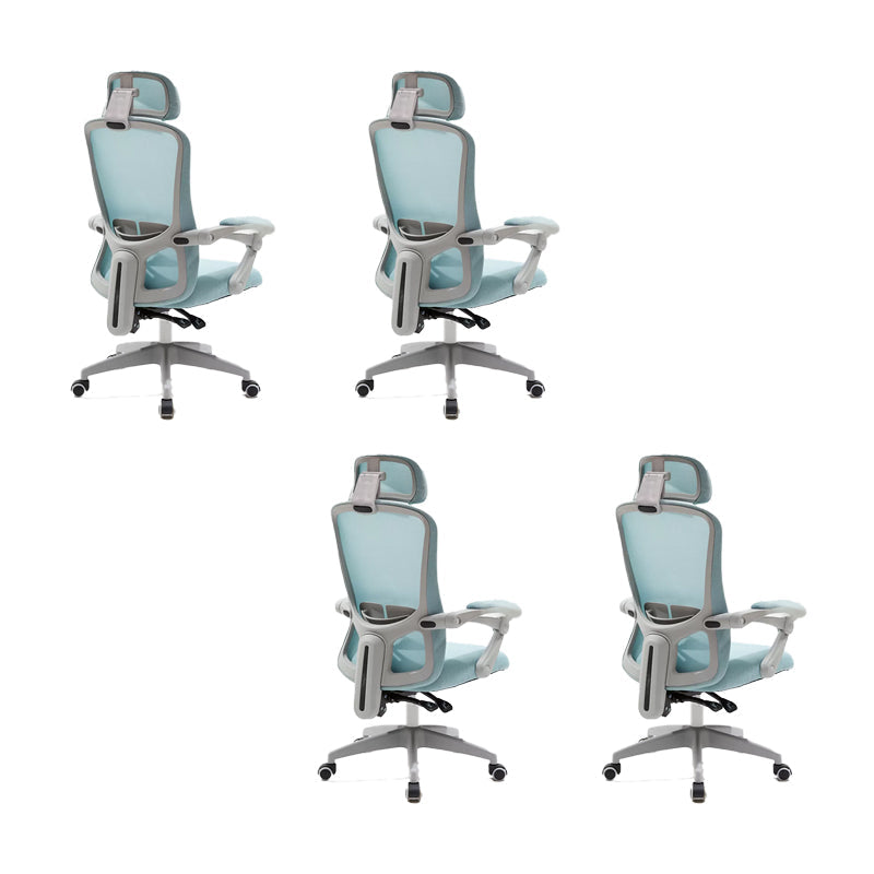Modern Padded Arms Office Chair No Distressing Ergonomic Slide Chair Blue 4 Piece Set Without Footrest Clearhalo 'furn' 'furn_office_chair' 'Furniture' 'Office Chairs' 'Office Furniture' 'office_chair' 7496852