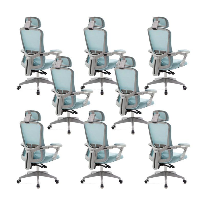 Modern Padded Arms Office Chair No Distressing Ergonomic Slide Chair Blue 8 Piece Set Without Footrest Clearhalo 'furn' 'furn_office_chair' 'Furniture' 'Office Chairs' 'Office Furniture' 'office_chair' 7496854