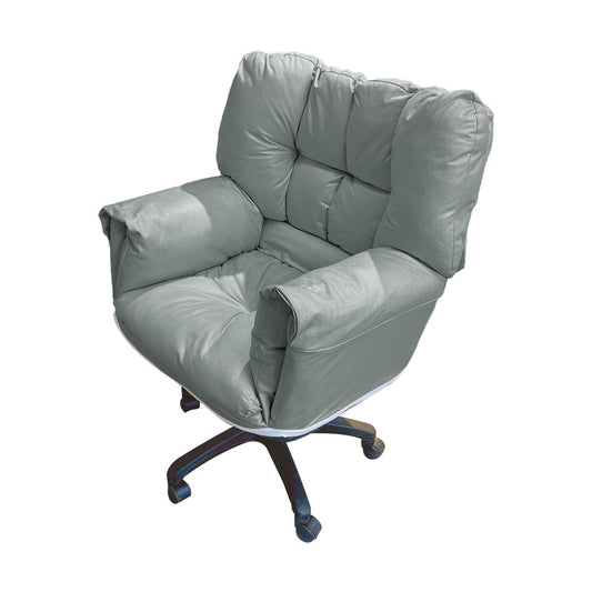 Modern Armless Office Chair Tilt Mechanism No Distressing Ergonomic Chair with Wheels Grey 1 Piece Without Footrest