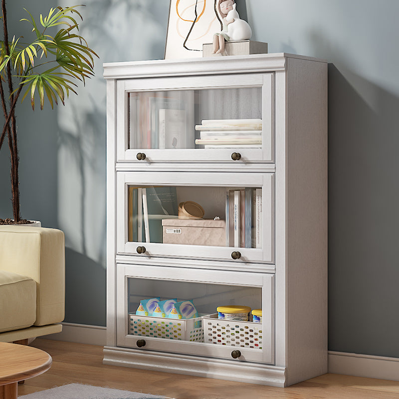 Modern Style Closed Back Bookshelf Standard Solid Wood Bookcase with Cabinets 31.5"L x 13.0"W x 47.2"H Clearhalo 'Bookcases' 'furn' 'furn_bookcases' 'Furniture' 'Office Furniture' 7497304