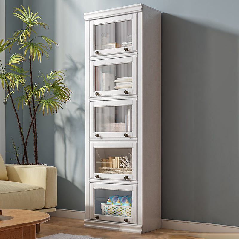 Modern Style Closed Back Bookshelf Standard Solid Wood Bookcase with Cabinets 24"L x 13"W x 76"H Clearhalo 'Bookcases' 'furn' 'furn_bookcases' 'Furniture' 'Office Furniture' 7497310