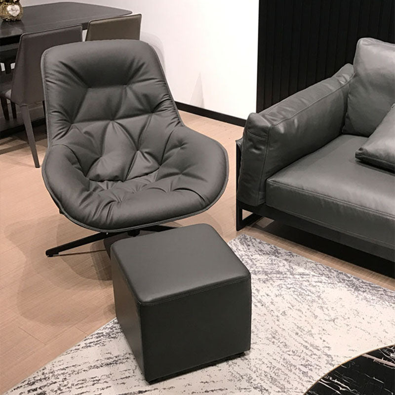 Modern Square Footstools Genuine Leather Foot Stool , 15.6 Inch Width Clearhalo 'furn' 'furn_ottomans_poufs' 'Furniture' 'Living Room Furniture' 'Ottomans & Poufs' 'ottomans_poufs' 7497461