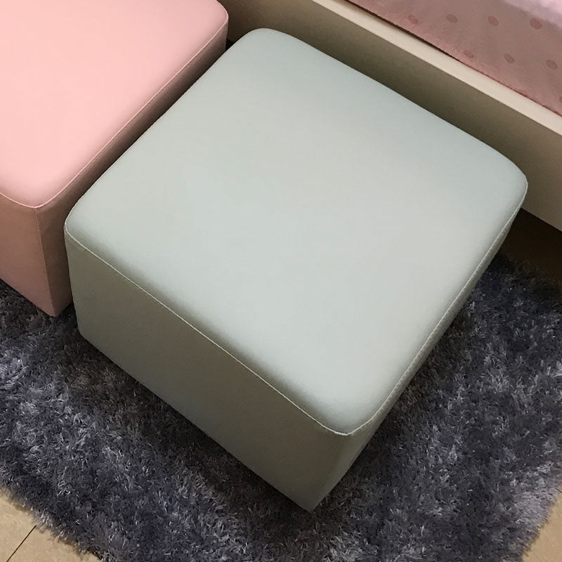 Modern Square Footstools Genuine Leather Foot Stool , 15.6 Inch Width Blue 1 Piece Clearhalo 'furn' 'furn_ottomans_poufs' 'Furniture' 'Living Room Furniture' 'Ottomans & Poufs' 'ottomans_poufs' 7497462