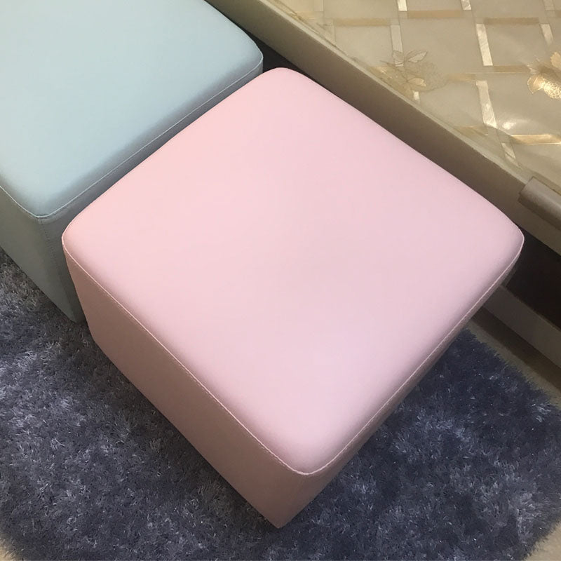 Modern Square Footstools Genuine Leather Foot Stool , 15.6 Inch Width Pink 1 Piece Clearhalo 'furn' 'furn_ottomans_poufs' 'Furniture' 'Living Room Furniture' 'Ottomans & Poufs' 'ottomans_poufs' 7497465