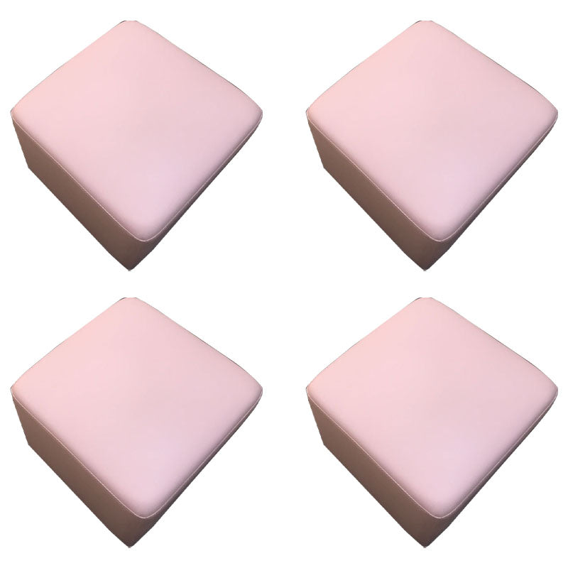 Modern Square Footstools Genuine Leather Foot Stool , 15.6 Inch Width Pink 4 Piece Set Clearhalo 'furn' 'furn_ottomans_poufs' 'Furniture' 'Living Room Furniture' 'Ottomans & Poufs' 'ottomans_poufs' 7497468