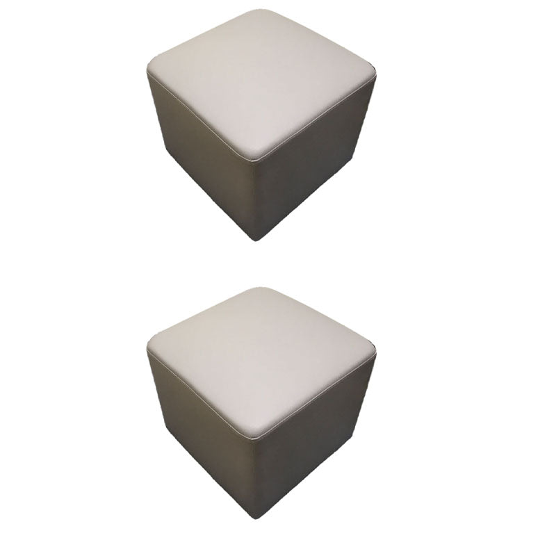 Modern Square Footstools Genuine Leather Foot Stool , 15.6 Inch Width Grey 2 Piece Set Clearhalo 'furn' 'furn_ottomans_poufs' 'Furniture' 'Living Room Furniture' 'Ottomans & Poufs' 'ottomans_poufs' 7497474