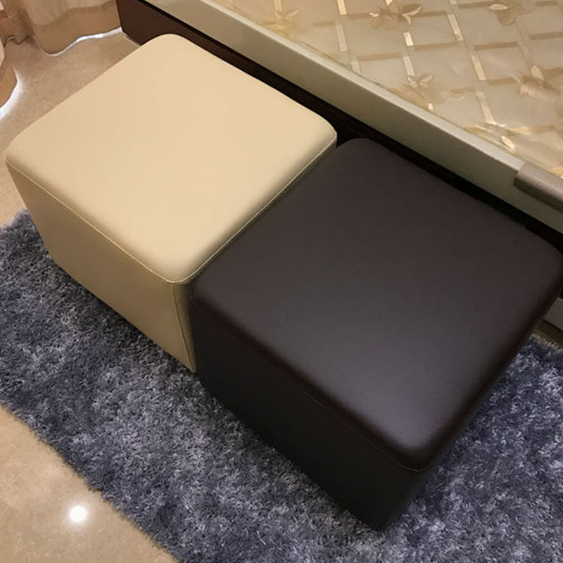 Modern Square Footstools Genuine Leather Foot Stool , 15.6 Inch Width Clearhalo 'furn' 'furn_ottomans_poufs' 'Furniture' 'Living Room Furniture' 'Ottomans & Poufs' 'ottomans_poufs' 7497477