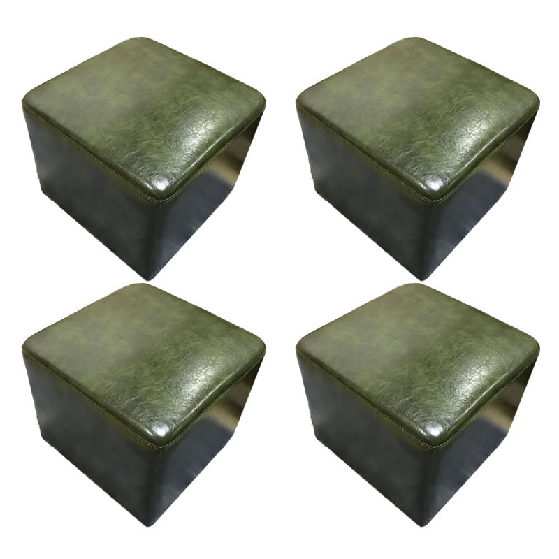 Modern Square Footstools Genuine Leather Foot Stool , 15.6 Inch Width Green 4 Piece Set Clearhalo 'furn' 'furn_ottomans_poufs' 'Furniture' 'Living Room Furniture' 'Ottomans & Poufs' 'ottomans_poufs' 7497483