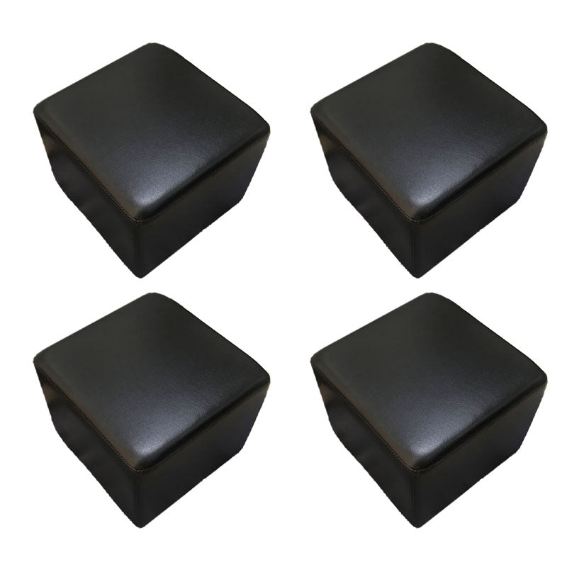 Modern Square Footstools Genuine Leather Foot Stool , 15.6 Inch Width Black 4 Piece Set Clearhalo 'furn' 'furn_ottomans_poufs' 'Furniture' 'Living Room Furniture' 'Ottomans & Poufs' 'ottomans_poufs' 7497487