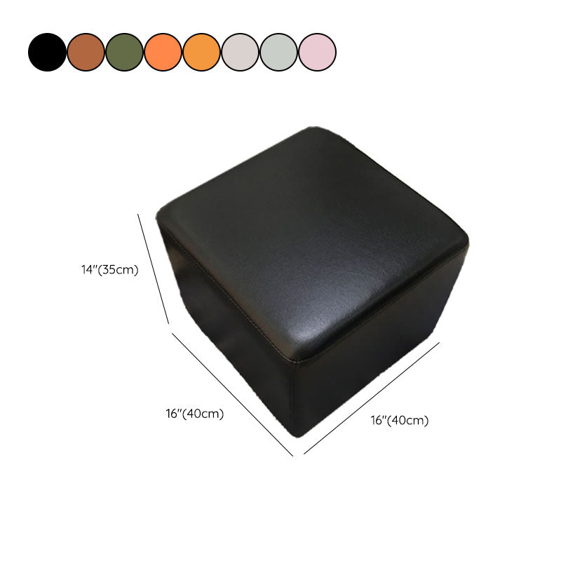 Modern Square Footstools Genuine Leather Foot Stool , 15.6 Inch Width Clearhalo 'furn' 'furn_ottomans_poufs' 'Furniture' 'Living Room Furniture' 'Ottomans & Poufs' 'ottomans_poufs' 7497492