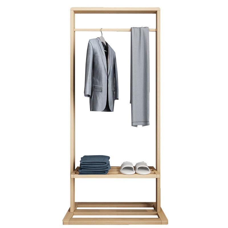 Contemporary Storage Wardrobe Bedroom Wooden Armoire with Shelves 25.6"L x 12.6"W x 63"H Natural Clearhalo 'Armoires & Wardrobes' 'armoires_wardrobes' 'Bedroom Furniture' 'furn' 'furn_armoires_wardrobes' 'Furniture' 7497606