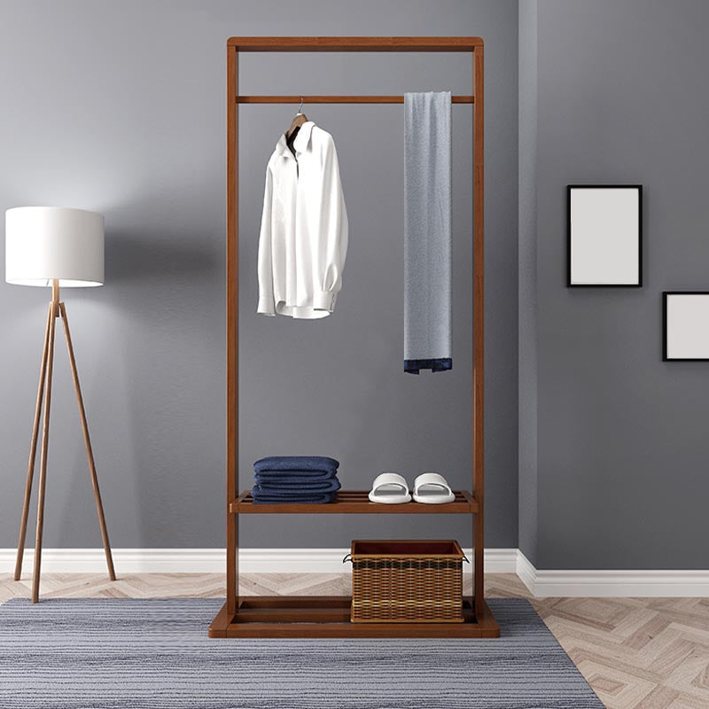 Contemporary Storage Wardrobe Bedroom Wooden Armoire with Shelves 25.6"L x 12.6"W x 63"H Walnut Clearhalo 'Armoires & Wardrobes' 'armoires_wardrobes' 'Bedroom Furniture' 'furn' 'furn_armoires_wardrobes' 'Furniture' 7497608