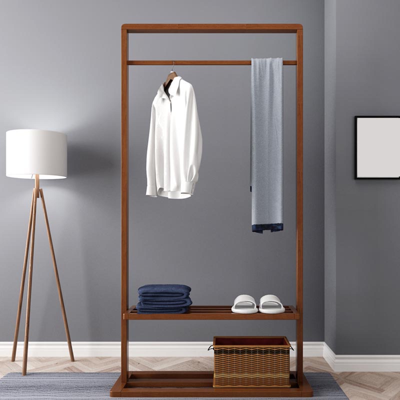 Contemporary Storage Wardrobe Bedroom Wooden Armoire with Shelves 33.5"L x 12.6"W x 63"H Walnut Clearhalo 'Armoires & Wardrobes' 'armoires_wardrobes' 'Bedroom Furniture' 'furn' 'furn_armoires_wardrobes' 'Furniture' 7497612