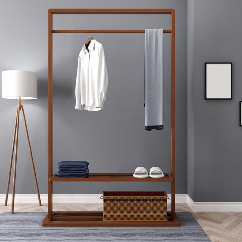 Contemporary Storage Wardrobe Bedroom Wooden Armoire with Shelves 41.3"L x 12.6"W x 63"H Walnut Clearhalo 'Armoires & Wardrobes' 'armoires_wardrobes' 'Bedroom Furniture' 'furn' 'furn_armoires_wardrobes' 'Furniture' 7497615