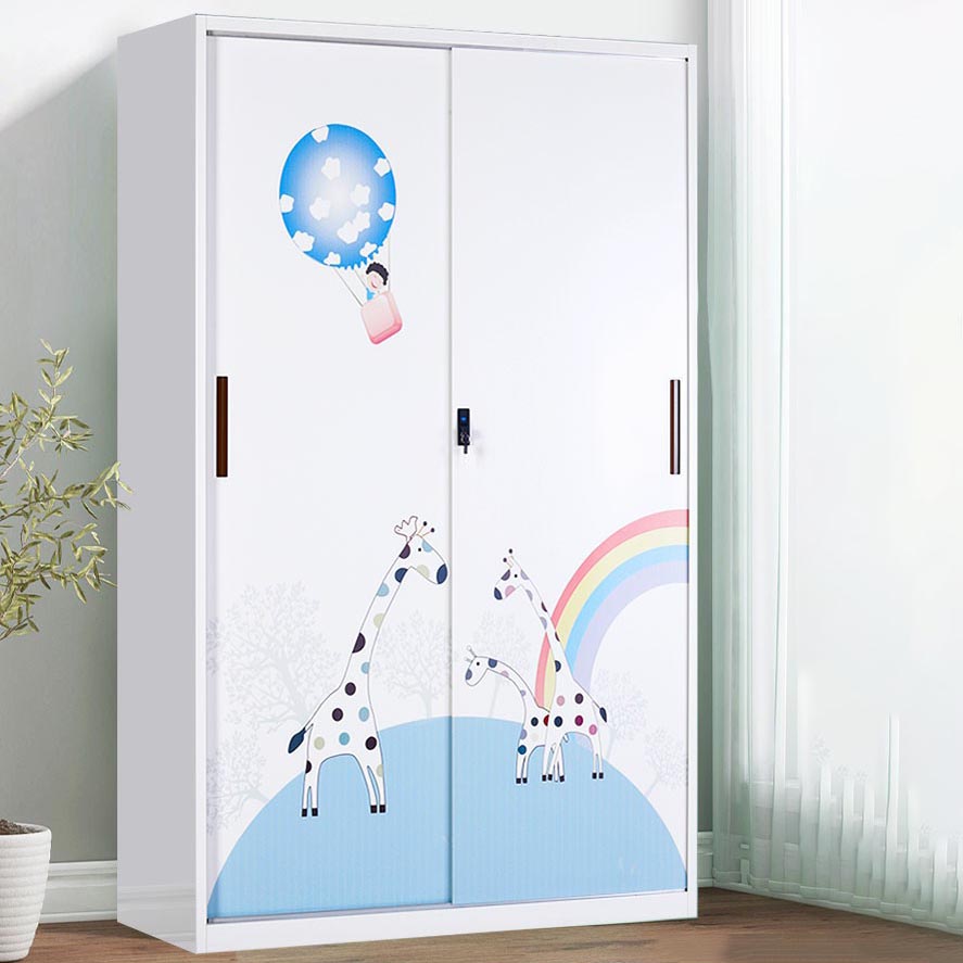 Modern Armoire Steel 2 Doors White Small Wardrobe Armoire with Lock Clearhalo 'Armoires & Wardrobes' 'armoires_wardrobes' 'Bedroom Furniture' 'furn' 'furn_armoires_wardrobes' 'Furniture' 7497659