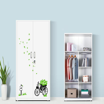 Modern Armoire Steel 2 Doors White Small Wardrobe Armoire with Lock Bicycle Clearhalo 'Armoires & Wardrobes' 'armoires_wardrobes' 'Bedroom Furniture' 'furn' 'furn_armoires_wardrobes' 'Furniture' 7497665