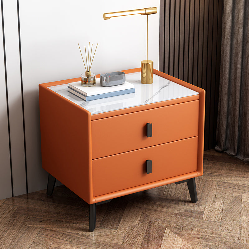 Modern Accent Table Nightstand Stone Nightstand with Drawers Orange 1 Piece Clearhalo 'Bedroom Furniture' 'furn' 'furn_night_stand' 'Furniture' 'night_stand' 'Nightstands' 7497765