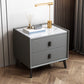 Modern Accent Table Nightstand Stone Nightstand with Drawers Dark Gray 1 Piece Clearhalo 'Bedroom Furniture' 'furn' 'furn_night_stand' 'Furniture' 'night_stand' 'Nightstands' 7497767