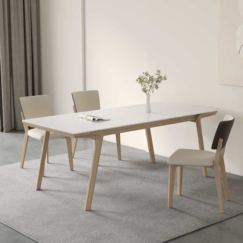 Mesa de comedor rectangular de madera maciza con 4 patas, mesa de comedor para comedor