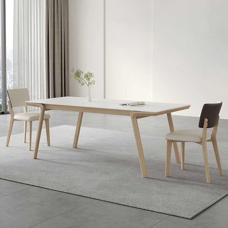 Mesa de comedor rectangular de madera maciza con 4 patas, mesa de comedor para comedor