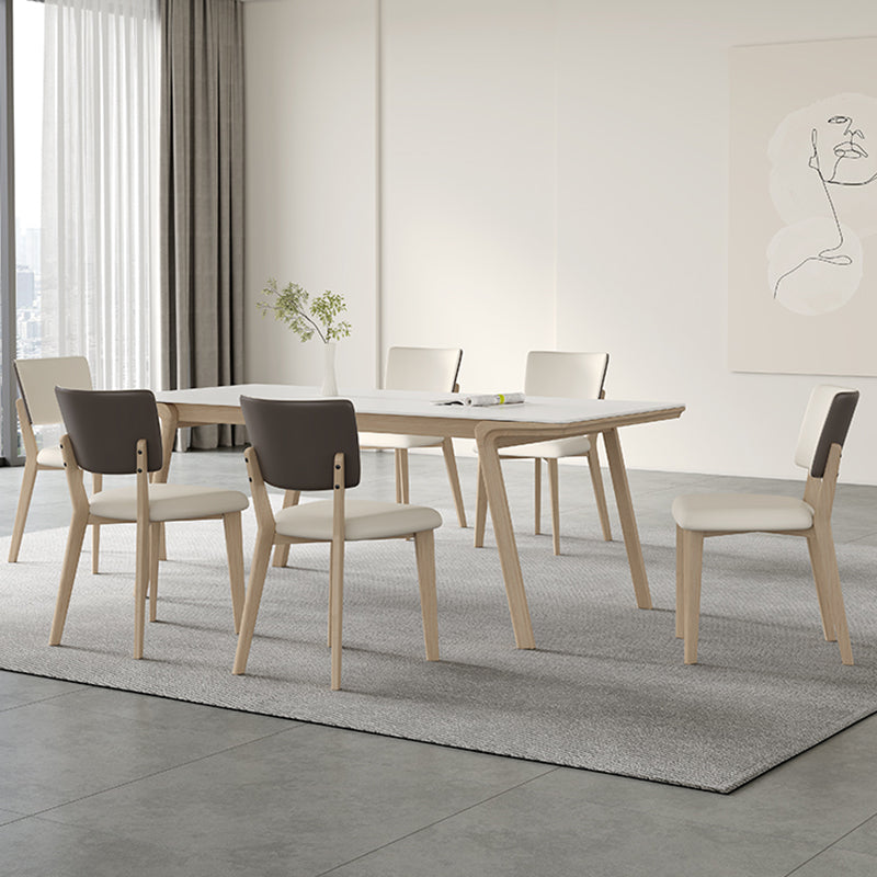 Mesa de comedor rectangular de madera maciza con 4 patas, mesa de comedor para comedor